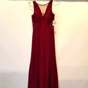 Morgan‎ & Co NEW Merlot Side Slit Maxi Dress Sexy Slim Side Comfortable Size 3/4